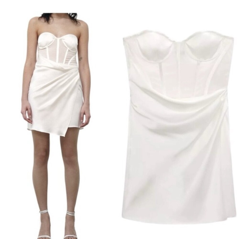 NWT Zara strapless satin sheer corset with boning - Picture 3 of 12